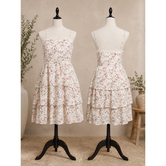 Altar'd State Dresses & Skirts - Altar'd State Floral Eyelet Mini Dress L Cottagecore Coquette
